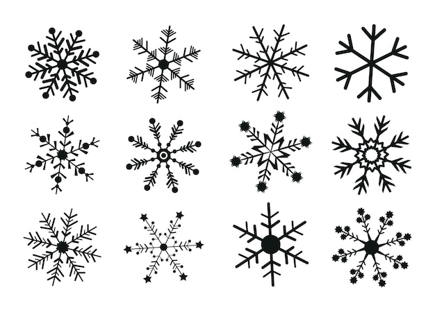 Conjunto de iconos de copo de nieve