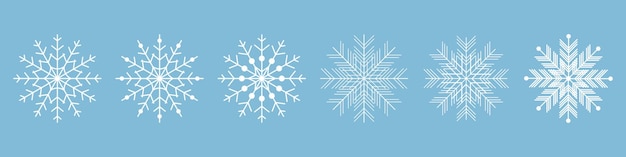 Conjunto de iconos de copos de nieve blancos Colección aislada de copas de nieve Feliz Año Nuevo Fiestas de Navidad