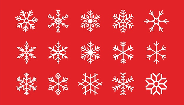 Conjunto de iconos de copos de nieve Copo de nieve invierno Copos de nieve negros Diferentes plantillas de copos de nieve en estilo plano para diseño web Colección de iconos vectoriales de copos de nieve Icono de Navidad