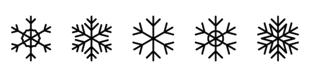 Conjunto de íconos de copos de nieve copo de nieve negro plantilla de copas de nieve invierno icono vectorial de copo de Nieve