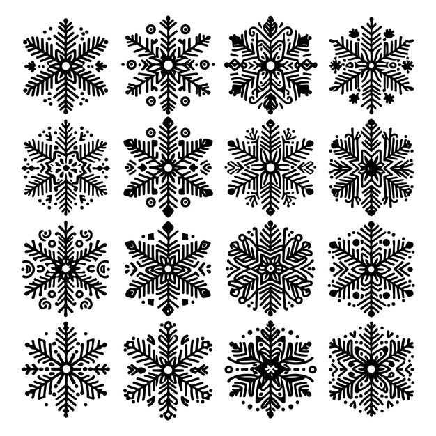 conjunto de iconos de copos de nieve Vector