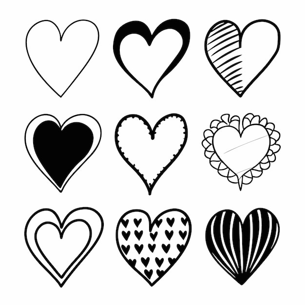 Conjunto de iconos de corazón con diferentes formas