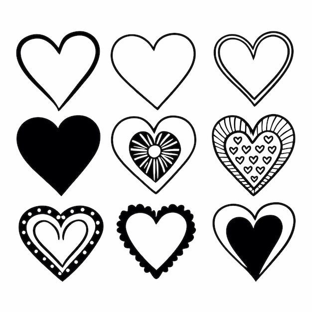 Conjunto de iconos de corazón con diferentes formas
