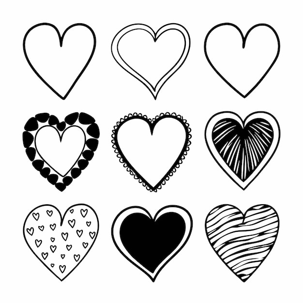 Conjunto de iconos de corazón con diferentes formas