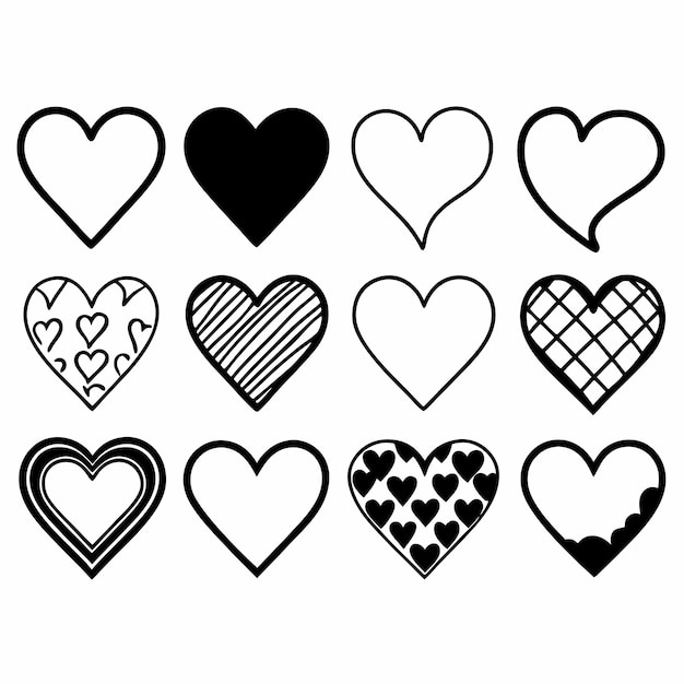 Conjunto de iconos de corazón con diferentes formas