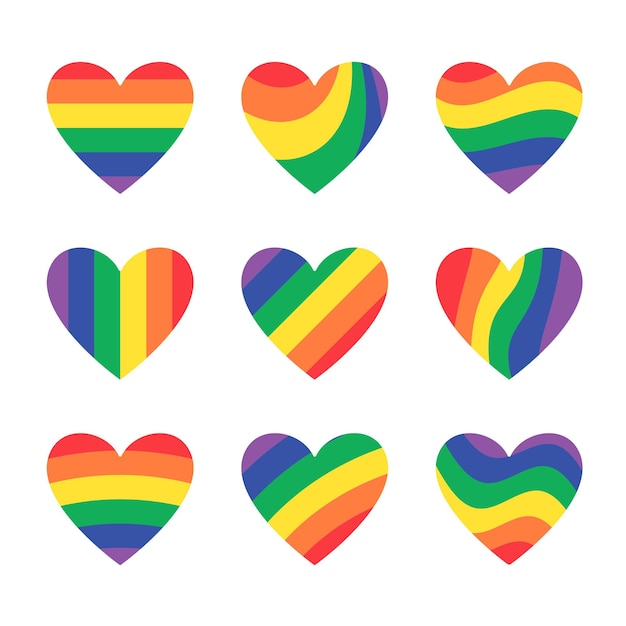 Conjunto de iconos de corazón LGBT