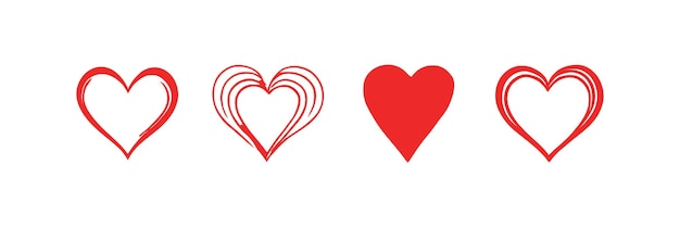 Conjunto de iconos de corazón rojo