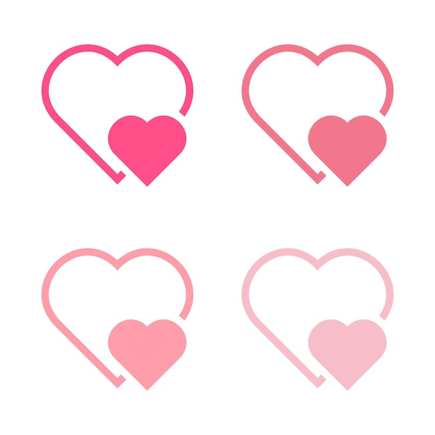 Conjunto de iconos de corazón rosado vectorial