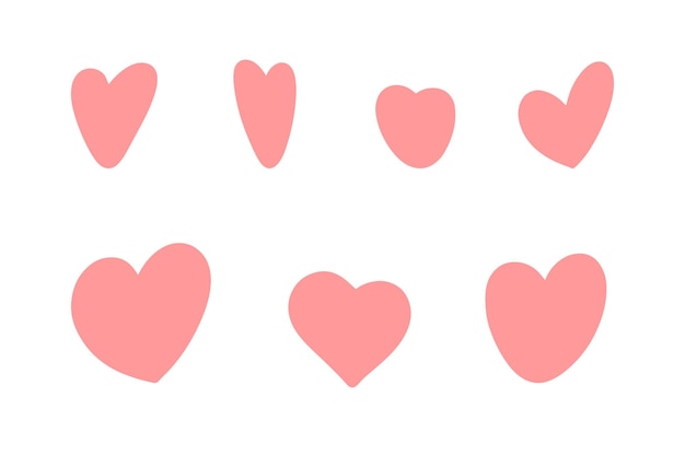 Conjunto de iconos de corazón Símbolo abstracto romántico de diferentes formas para el día de San Valentín Elemento decorativo de plantilla de banner de amor para tarjeta de invitación de boda Ilustración vectorial