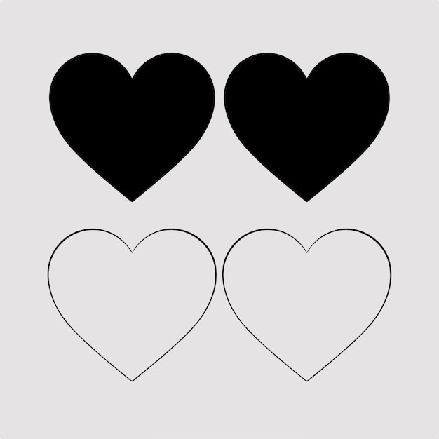 Conjunto de iconos de corazones negros Ilustraciones vectoriales