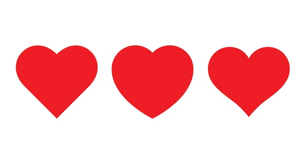 Conjunto de iconos de corazones rojos Ilustración vectorial.