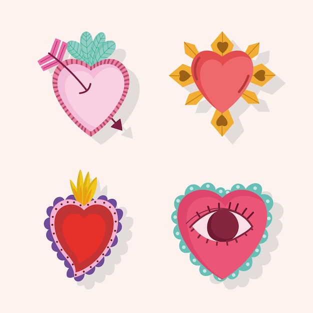 Conjunto de iconos de corazones