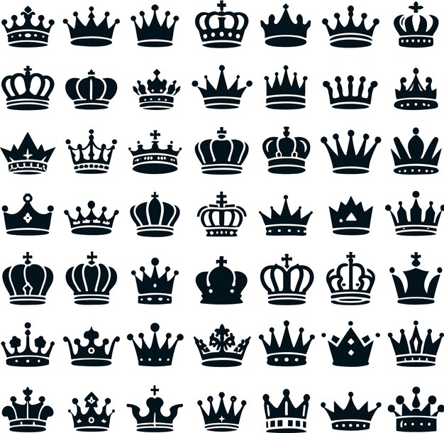 conjunto de iconos de corona de alta calidad silueta simple de conjunto de corona ilustración vectorial minimalista