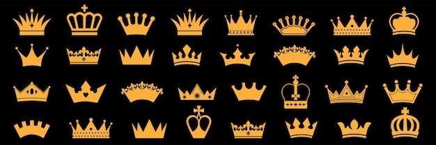 Vector conjunto de íconos de la corona colección de signos de la corona gran colección de coronas de calidad conjunto del ícono de la corona