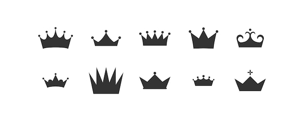 Conjunto de iconos de corona Diseño de ilustraciones vectoriales