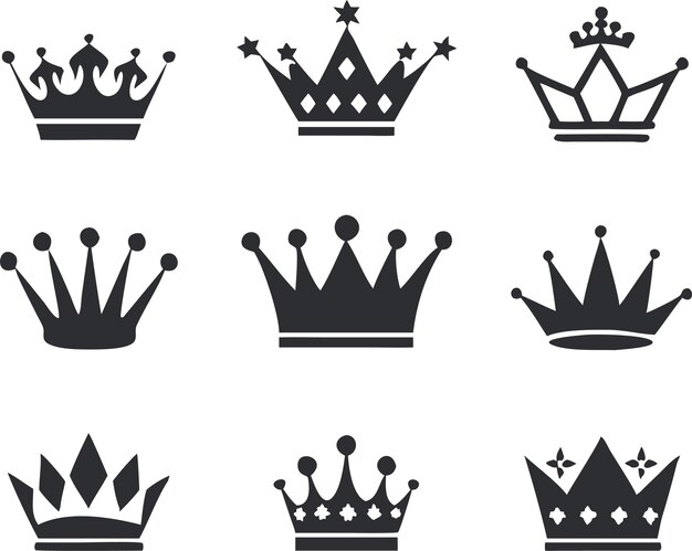 Conjunto de iconos de corona Ilustración vectorial
