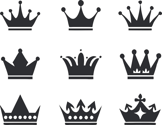 Conjunto de iconos de corona Ilustración vectorial