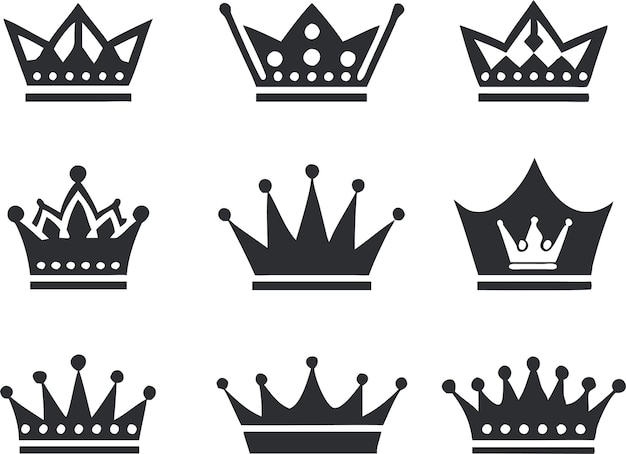 Conjunto de iconos de corona Ilustración vectorial