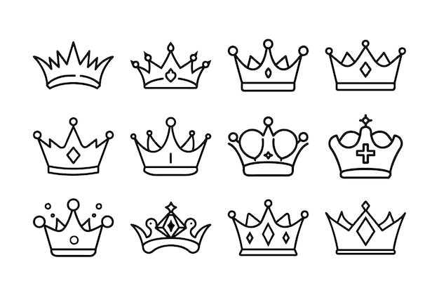 Conjunto de iconos de la corona