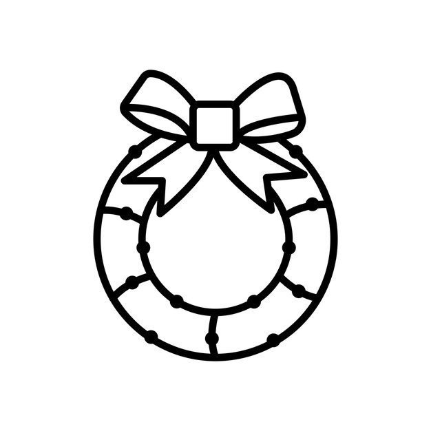 Conjunto de iconos de coronas de Navidad Símbolo vectorial de coronas modernas de vacaciones en un estilo de relleno y contorno negro