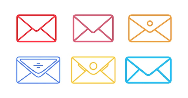 Conjunto de iconos de correo electrónico Ilustración vectorial en estilo de color de contorno