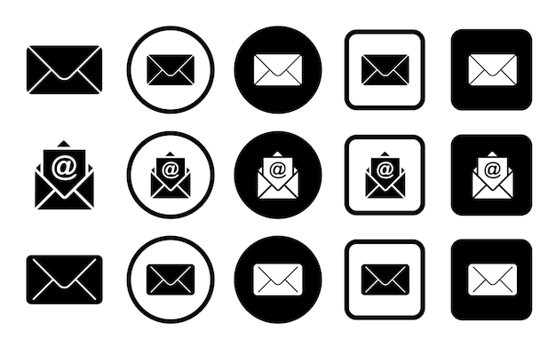 Conjunto de iconos de correo electrónico Símbolo vectorial de correo postal Icono de sobre Icono de correo electrónico Vector de icono de correo para la web