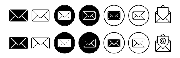 Conjunto de iconos de correo electrónico Símbolo vectorial de correo postal Icono de sobre Icono de correo electrónico Vector de icono de correo para la web