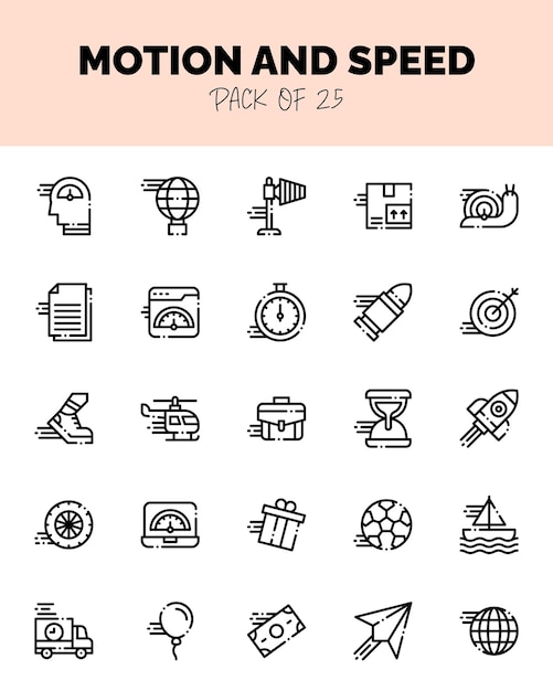 conjunto de iconos de corte lineal de movimiento y velocidad para la ilustración vectorial del logotipo web