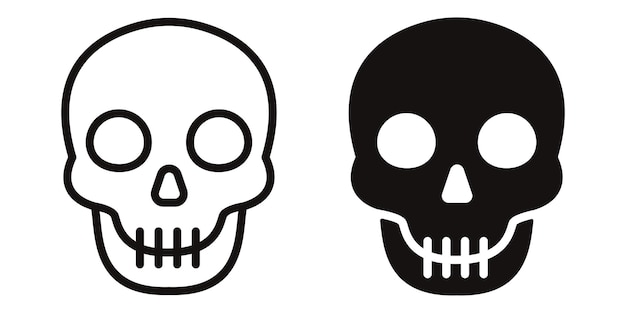Un conjunto de iconos de cráneos para Halloween aislados en un fondo blanco