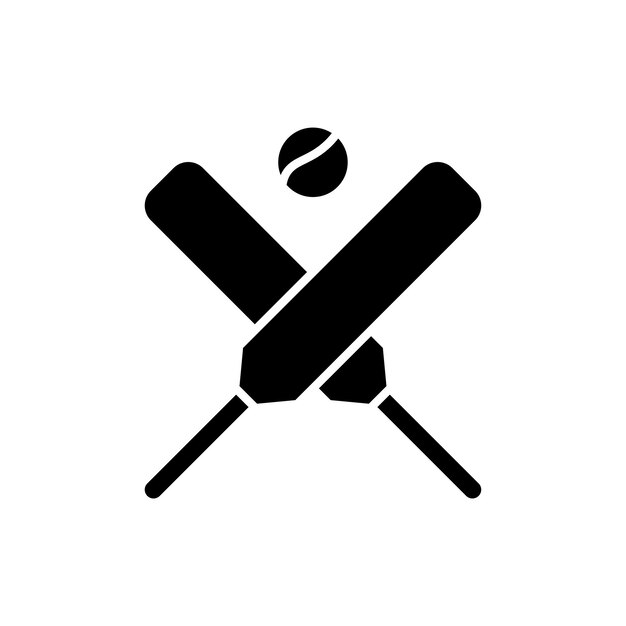 Conjunto de iconos de cricket símbolo vectorial de bate y pelota de cricket icono de juego de cricket en estilo negro lleno y delineado
