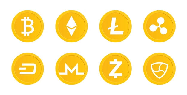 Vector conjunto de iconos criptográficos