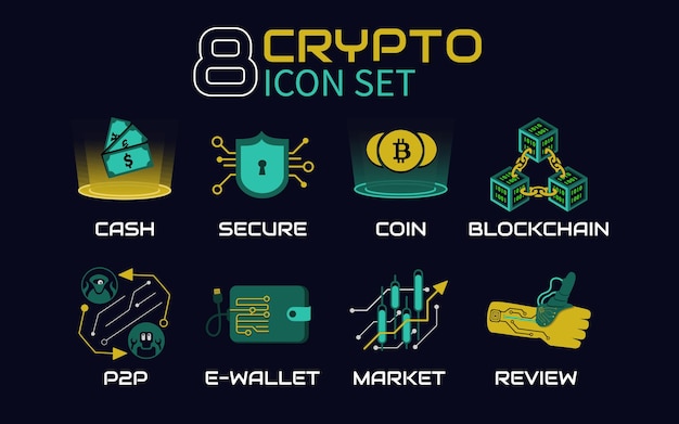 Conjunto de iconos criptográficos