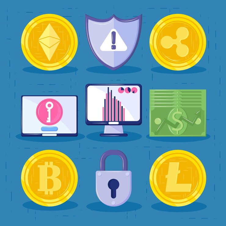 Vector conjunto de iconos de criptomoneda
