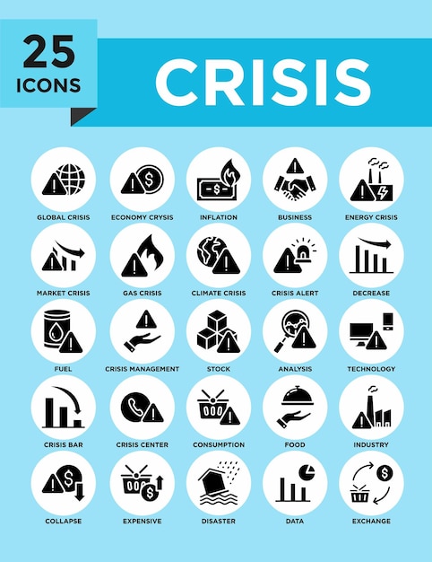 Conjunto de iconos de crisis