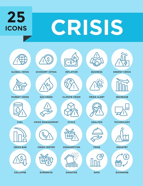Conjunto de iconos de crisis