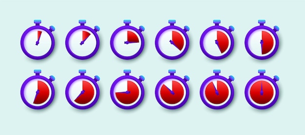 Conjunto de iconos de cronómetro de reloj temporizador