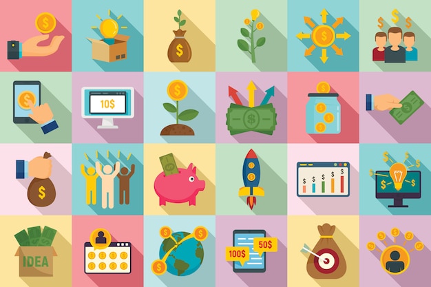Conjunto de iconos de crowdfunding