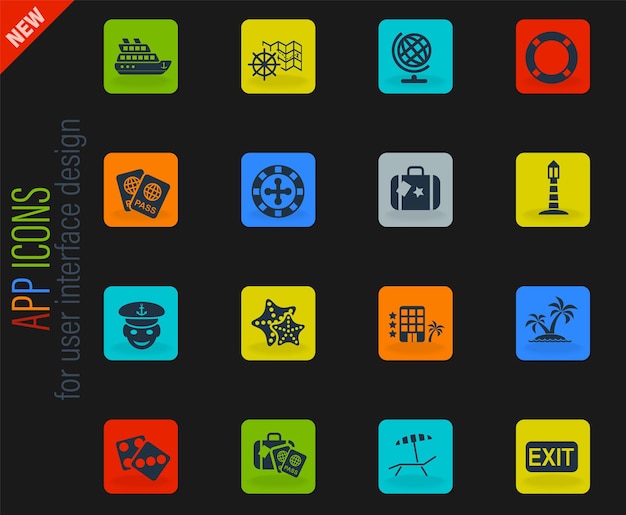 Conjunto de iconos de crucero