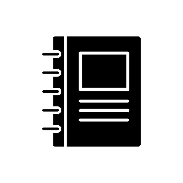 Conjunto de iconos de cuaderno de notas libro de diario símbolo vectorial diario escolar signo en negro relleno y estilo delineado