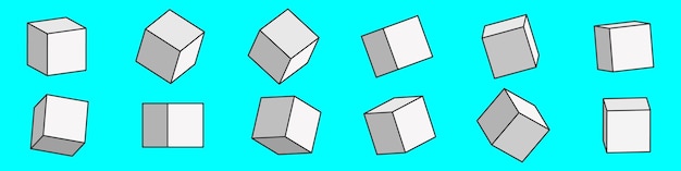 Conjunto de iconos de cubo Ilustración vectorial de estilo plano