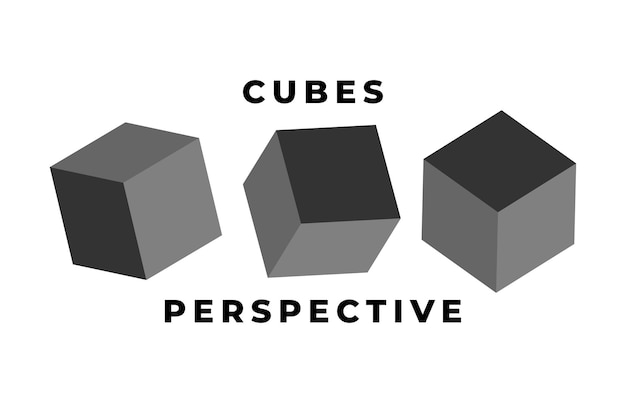 Conjunto de iconos de cubo con modelo 3d de perspectiva de un cubo Ilustración vectorial Aislado sobre fondo blanco