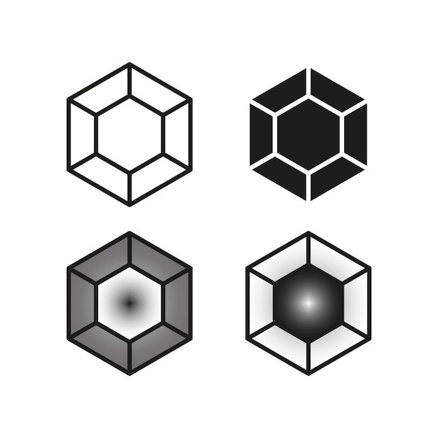 Conjunto de iconos de cubos geométricos variaciones de hexágonos 3D Ilustración vectorial EPS 10