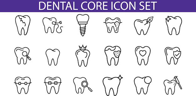 Conjunto de iconos de cuidado dental para profesionales de la salud
