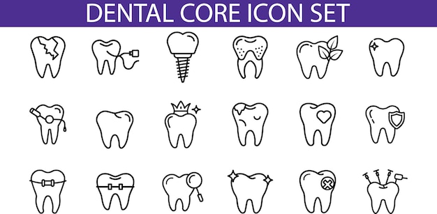 Conjunto de iconos de cuidado dental para profesionales de la salud