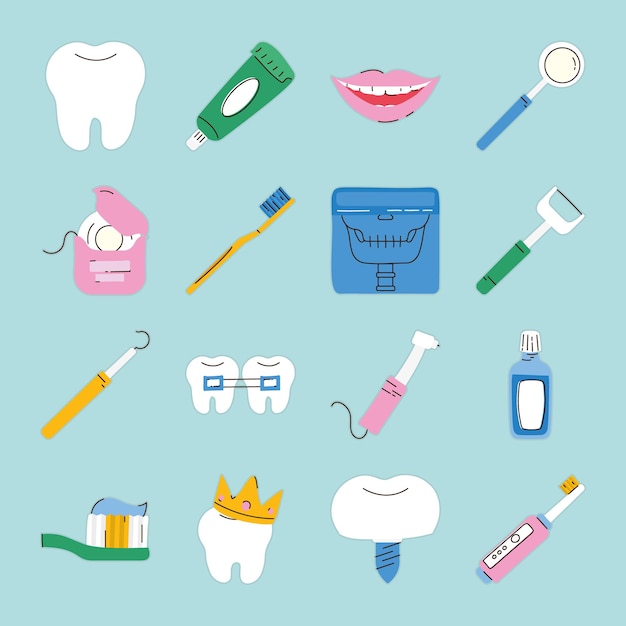 Conjunto de iconos de cuidado dental