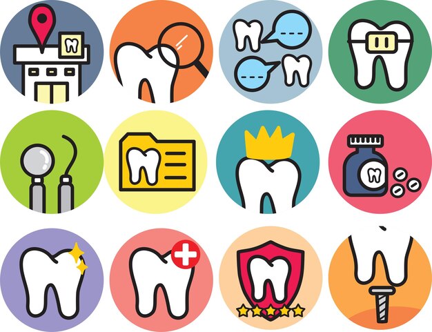 Conjunto de iconos para el cuidado dental