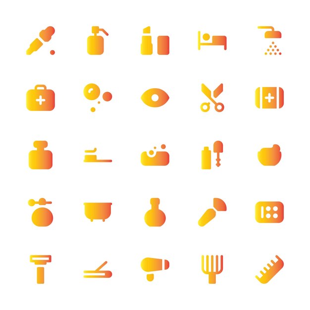 Conjunto de iconos para el cuidado de la piel Gradiente de rellenado