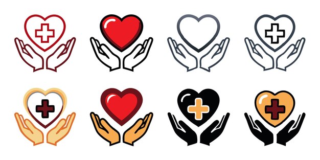 Conjunto de iconos de cuidado de la salud Diseño vectorial de color de icono de atención de la salud