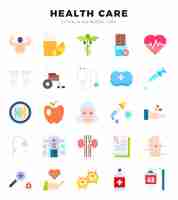Vector conjunto de iconos de cuidado de la salud iconos de estilo de arte de línea simple paquete para sitio web y sitio móvil y aplicaciones