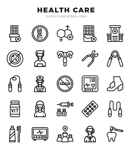 Vector conjunto de iconos de cuidado de la salud ilustración vectorial